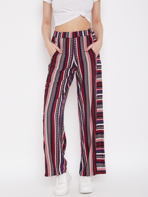 

NEEDLE WORKS Women Red & Black Regular Fit Printed Parallel Trousers