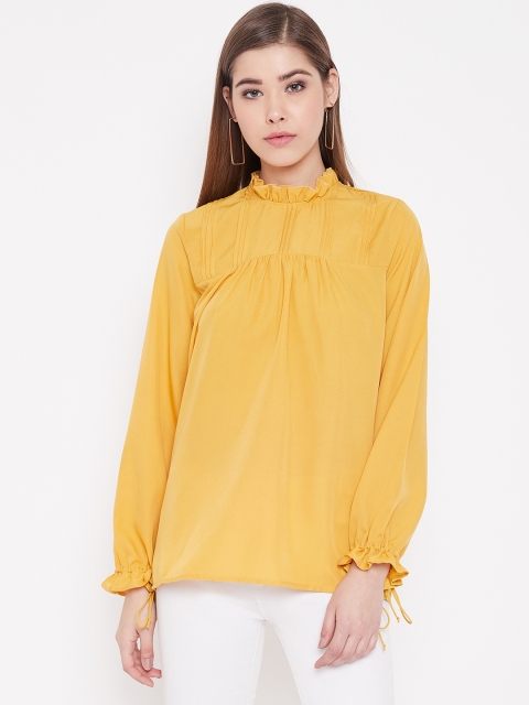 

NEEDLE WORKS Women Mustard Yellow Solid Top