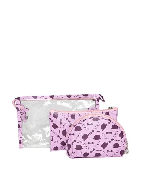 

Purple Crane Women Purple Printed Set of 3 Waterproof Cosmetic Pouches