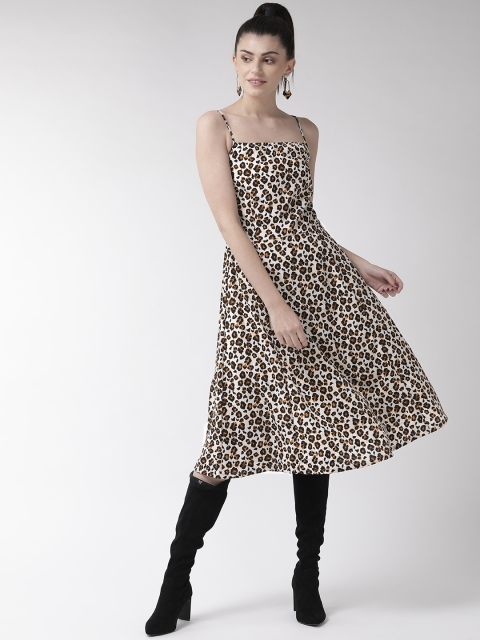 

plusS Women Off-White & Black Animal Printed A-Line Dress