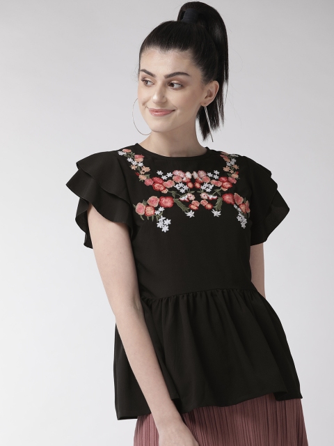 

plusS Women Black & Pink Solid A-Line Top