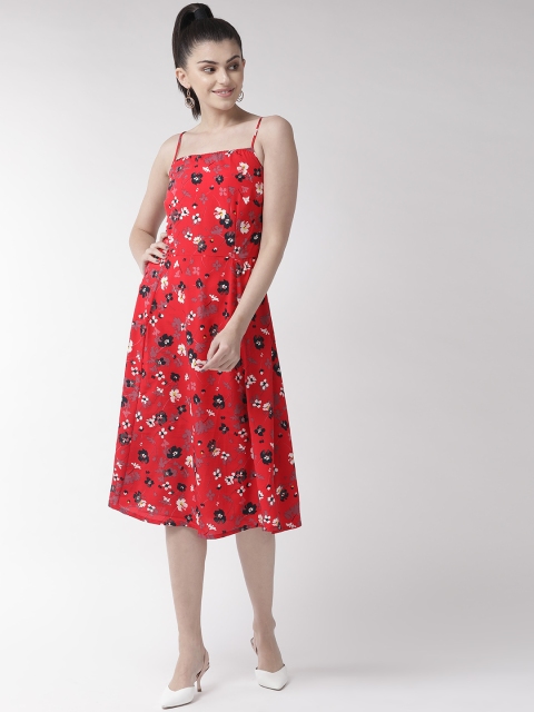

plusS Women Red & Black Floral Printed A-Line Dress
