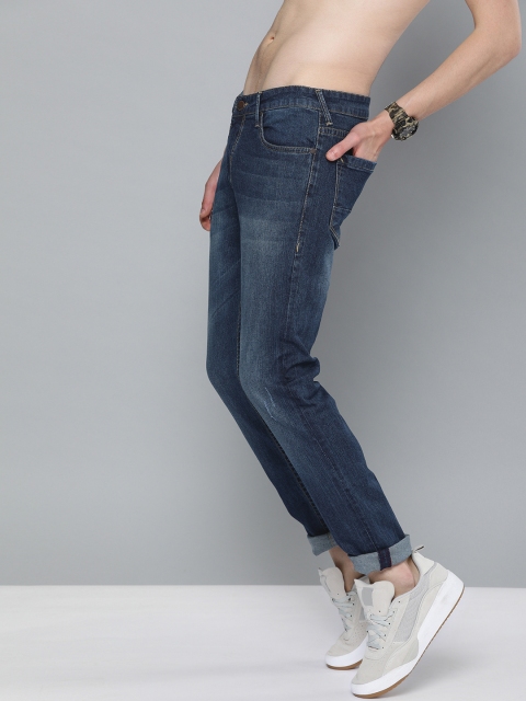 

HERE&NOW Men Blue Slim Fit Mid-Rise Low Distress Stretchable Jeans