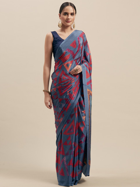 

GoSriKi Multicoloured Printed Pure Crepe Saree, Multi