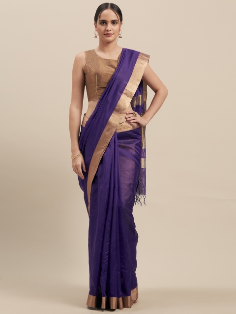 

GoSriKi Purple Solid Art Silk Saree