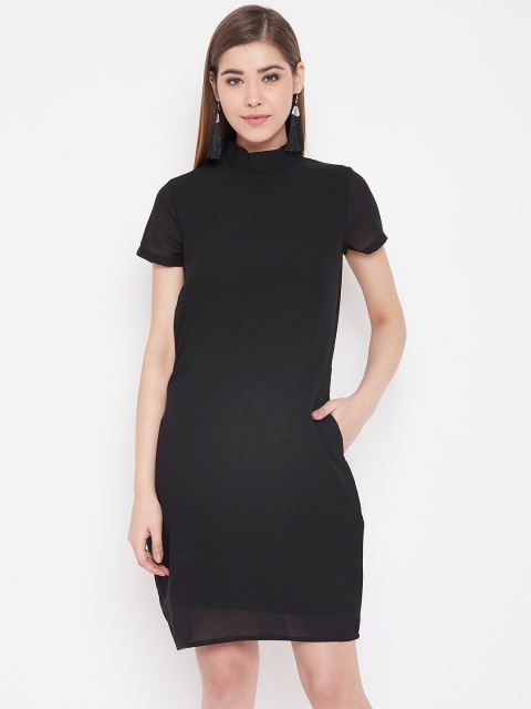 

NEEDLE WORKS Women Black Solid Sheath Dress