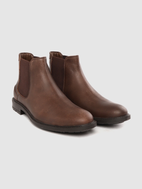 

Roadster Men Coffee Brown Leather Flat Chelsea Boots