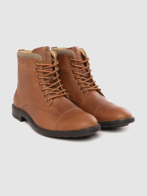 

Roadster Men Brown Solid Leather Mid-Top Flat Desert Boots