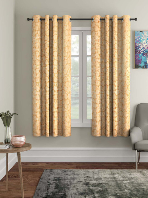 

Cortina Yellow & Beige Set of 2 Window Curtains