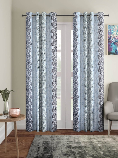 

Cortina Set of 2 Grey & Blue Room Darkening Door Curtains
