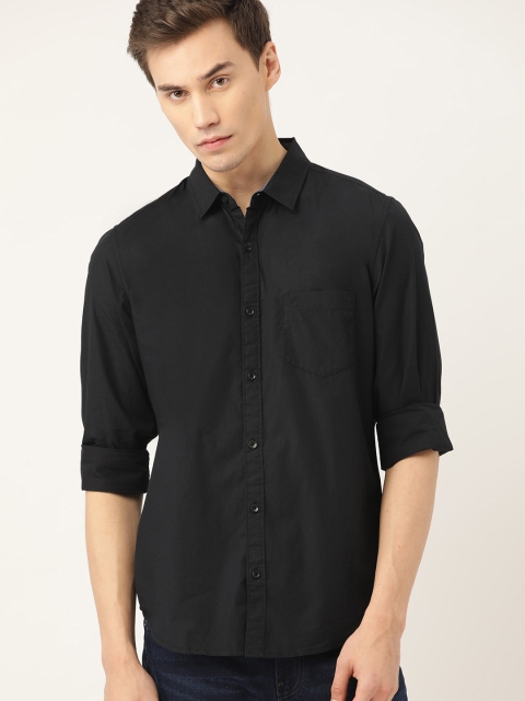 

United Colors of Benetton Men Black Slim Fit Solid Casual Shirt