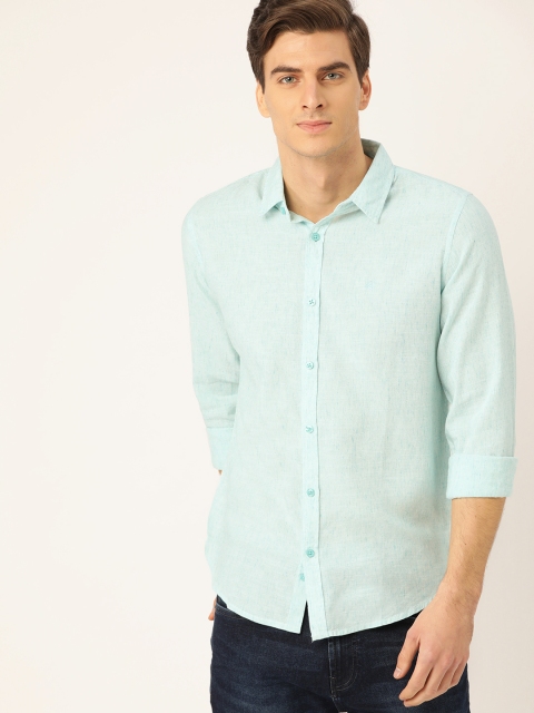 

United Colors of Benetton Men Blue & White Slim Fit Self Design Casual Shirt