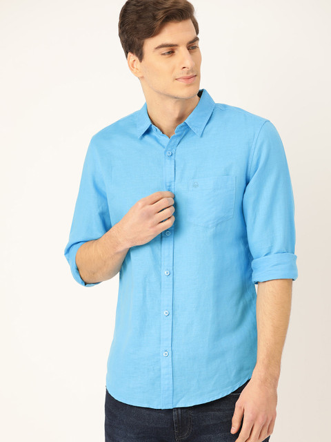 

United Colors of Benetton Men Blue Slim Fit Solid Casual Shirt