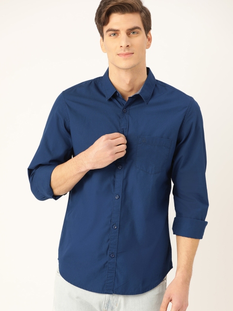 

United Colors of Benetton Men Blue Slim Fit Solid Casual Shirt