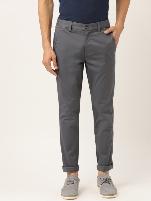 

United Colors of Benetton Men Charcoal Grey Slim Fit Solid Chinos