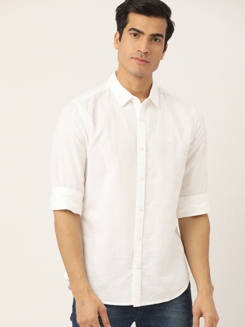 

United Colors of Benetton Men White Slim Fit Solid Casual Shirt