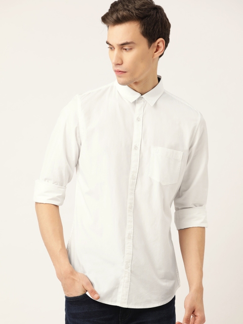 

United Colors of Benetton Men White Slim Fit Solid Casual Shirt
