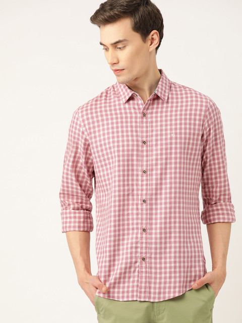 

United Colors of Benetton Men Pink & Cream-Coloured Regular Fit Checked Casual Shirt