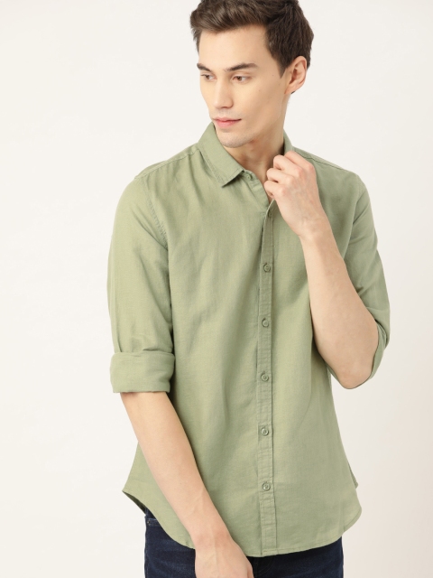

United Colors of Benetton Men Green Slim Fit Solid Casual Shirt