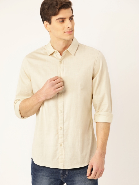 

United Colors of Benetton Men Beige Slim Fit Solid Casual Shirt