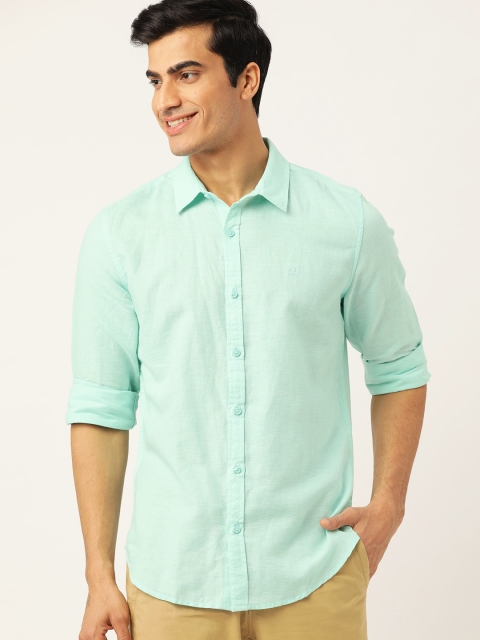 

United Colors of Benetton Men Sea Green Regular Fit Solid Casual Shirt