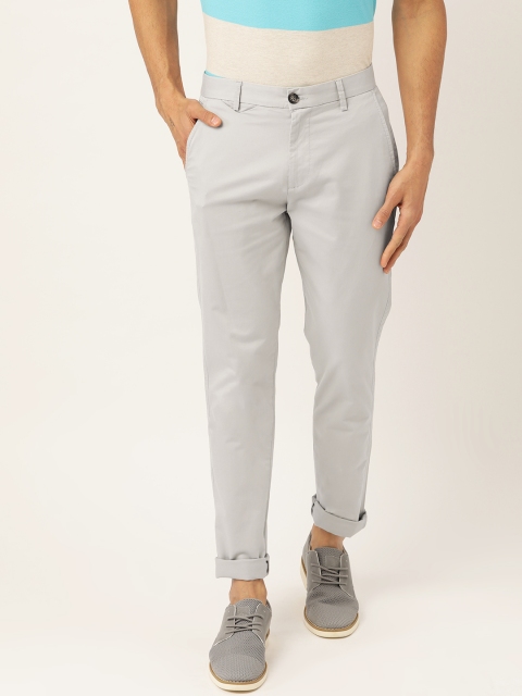 

United Colors of Benetton Men Grey Slim Fit Solid Chinos