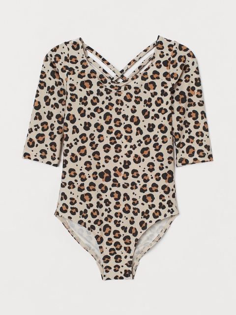 

H&M Girls Animal Patterned Leotard, Beige