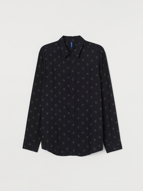 

H&M Men Black & Grey Patterned Shirt