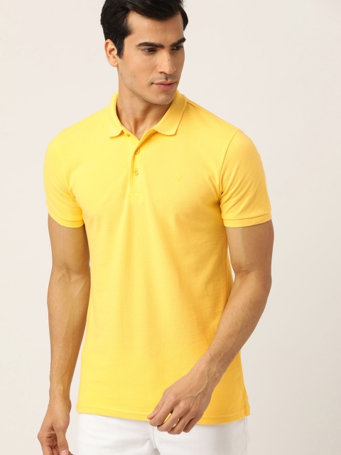 

United Colors of Benetton Men Yellow Solid Polo Collar T-shirt