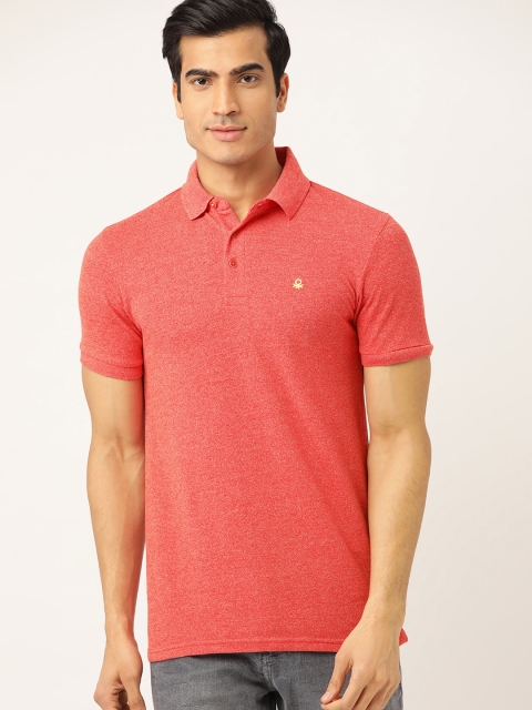 

United Colors of Benetton Men Coral Orange Solid Polo Collar T-shirt
