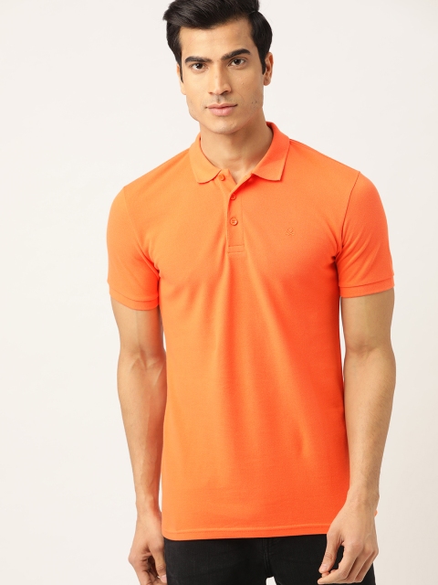 

United Colors of Benetton Men Orange Solid Polo Collar T-shirt