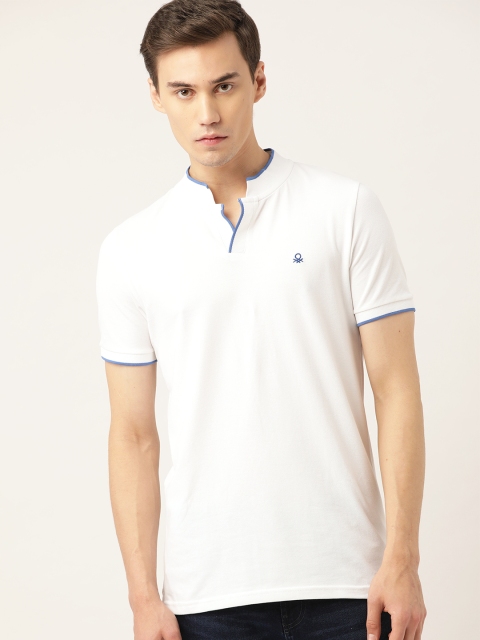 

United Colors of Benetton Men White Solid T-shirt
