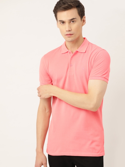 

United Colors of Benetton Men Pink Solid Polo Collar T-shirt