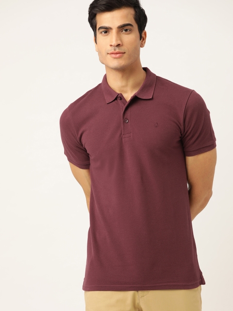 

United Colors of Benetton Men Maroon Solid Polo Collar T-shirt