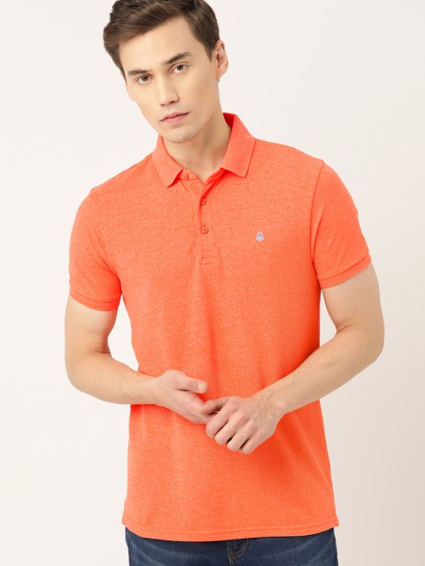

United Colors of Benetton Men Orange Solid Polo Collar T-shirt