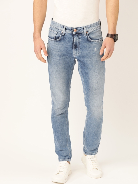 

United Colors of Benetton Men Blue Skinny Fit Mid-Rise Low Distress Stretchable Jeans