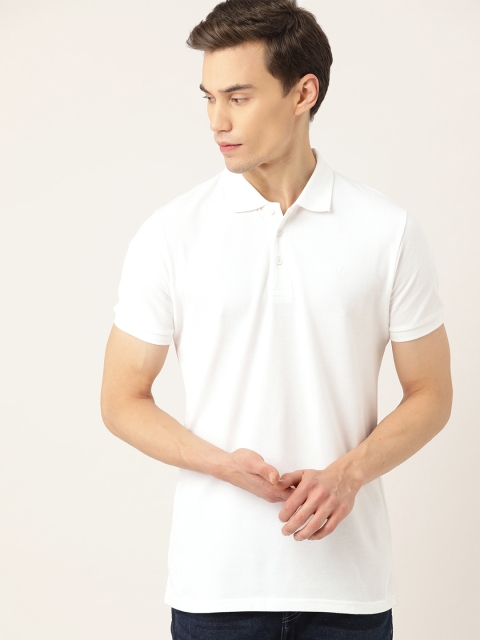 

United Colors of Benetton Men White Solid Polo Collar T-shirt