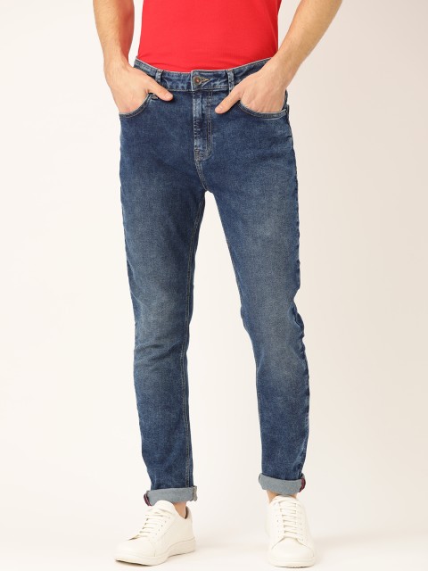 

United Colors of Benetton Men Blue Carrot Fit Mid-Rise Clean Look Stretchable Jeans