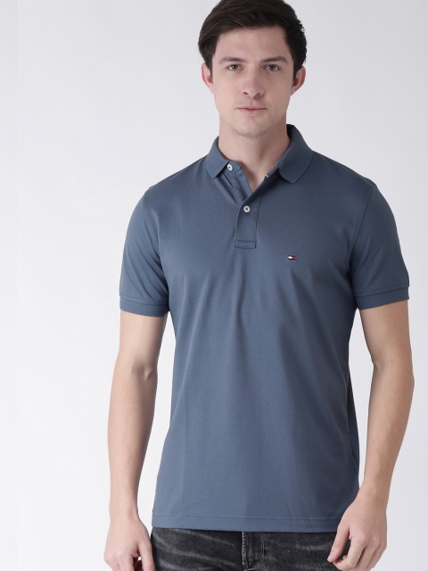 

Tommy Hilfiger Men Blue Solid Polo Collar T-shirt