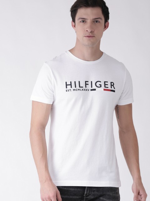 

Tommy Hilfiger Men White Printed Round Neck T-shirt