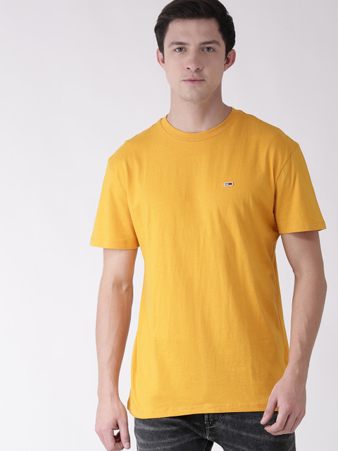 

Tommy Hilfiger Men Mustard Yellow Solid Round Neck T-shirt