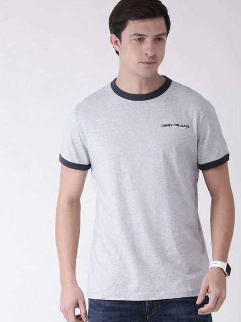 

Tommy Hilfiger Men Grey Melange Solid Round Neck T-shirt