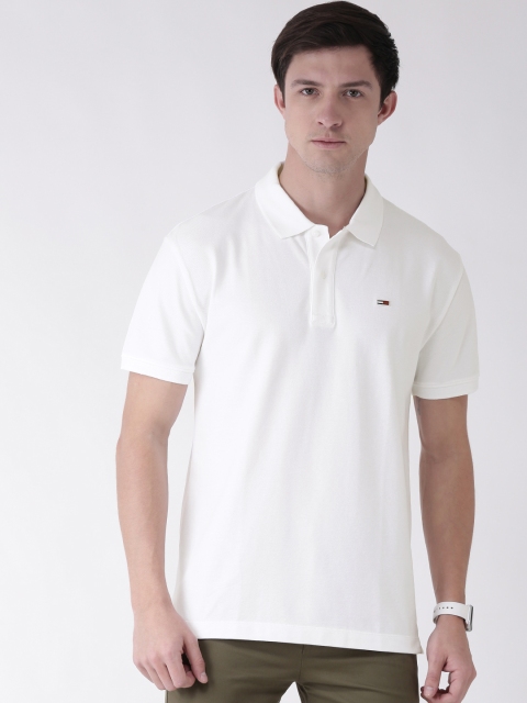 

Tommy Hilfiger Men White Solid Polo Collar T-shirt