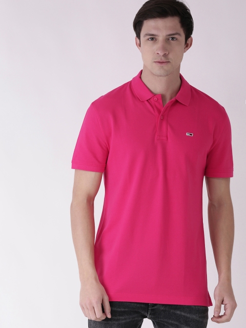 

Tommy Hilfiger Men Pink Solid Polo Collar T-shirt