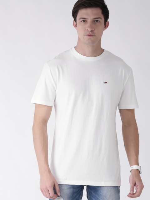 

Tommy Hilfiger Men White Solid Round Neck Pure Cotton T-shirt