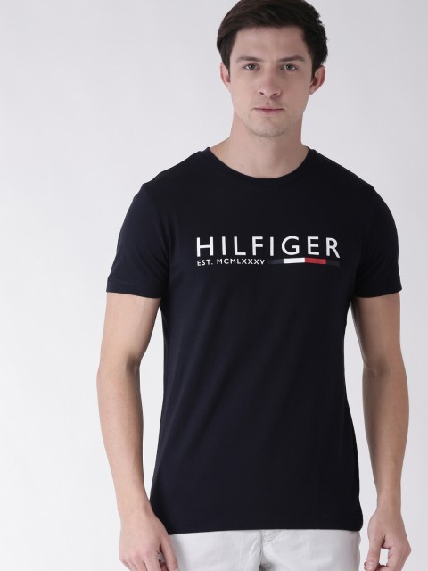 

Tommy Hilfiger Men Navy Blue Printed Round Neck T-shirt