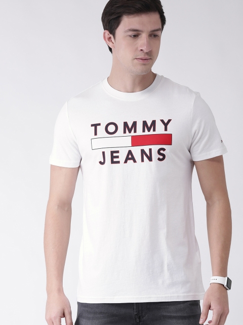 

Tommy Hilfiger Men White Slim Fit Printed Round Neck T-shirt