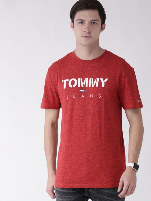 

Tommy Hilfiger Men Red Printed Round Neck T-shirt