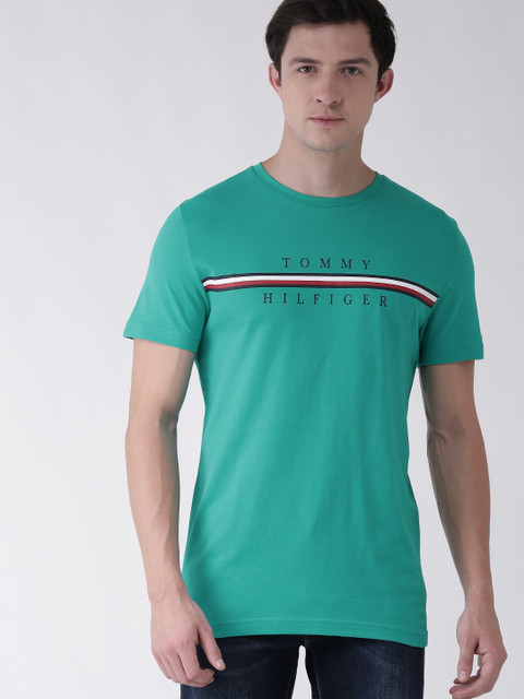 

Tommy Hilfiger Men Sea Green Printed Round Neck T-shirt