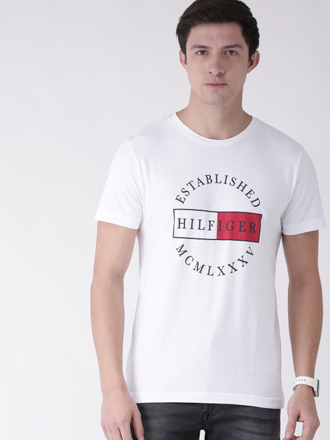 

Tommy Hilfiger Men White Printed Round Neck T-shirt